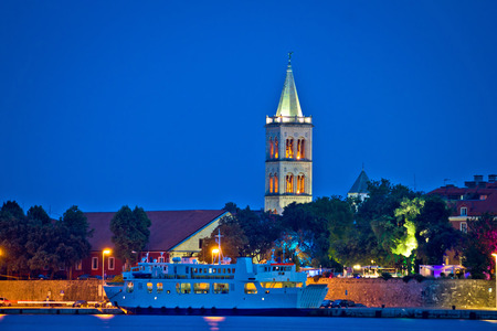 Town of Zadar waterfront evening view, Dalmatia, Croatiaの写真素材