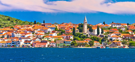 Kali village waterfront panoramic view, Island of Ugljan, Dalmatia, Croatiaの写真素材