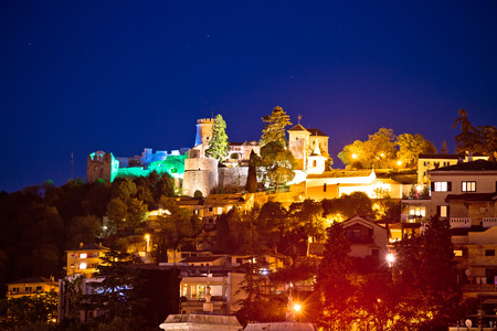 Trsat sanctuary and old town night view, city Of Rijeka, Kvarner, Croatiaのeditorial素材