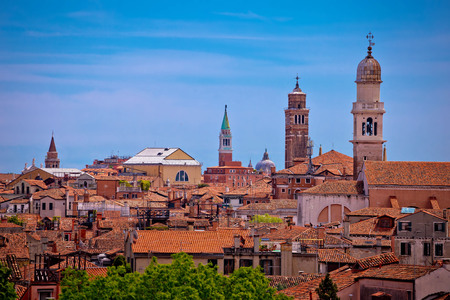 Skyline and rooftops of Venice, famous tourist destination in Veneto region of Italyのeditorial素材