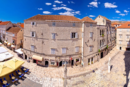 Town of Trogir main square panoramic view in Dalmatia, Croatiaの写真素材