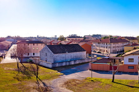 Town of Palmanova skyline panoramic view from city defense walls, Friuli Venezia Giulia region of Italyの写真素材