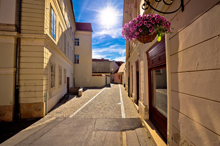 Colorful street of baroque town Varazdin view, northern Croatiaの写真素材