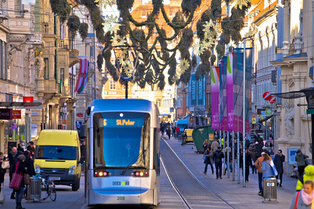 Graz, Austria - December 19, 2017 - Herrengasse street in Graz christmas time rush. Graz is capital city of Styria region of Austria.のeditorial素材
