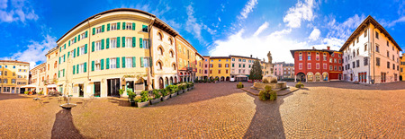 Town of Cividale del Friuli colorful Italian square panoramic view, Friuli-Venezia Giulia region of...
