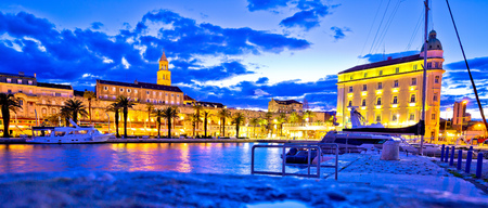 Split landmarks evening blue panoramic view, Dalmatia, Croatiaの写真素材