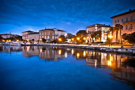 Town of Porec waterfront colorful dawn view, Istria region of Croatiaの写真素材