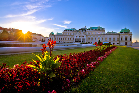 Belvedere park in Vienna sunset view, capital of Austriaのeditorial素材