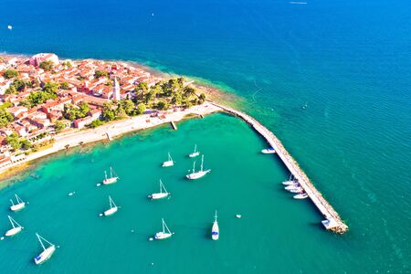 Novigrad Istarski historic coastal town aerial view, archipelago of Istria, Croatiaの写真素材