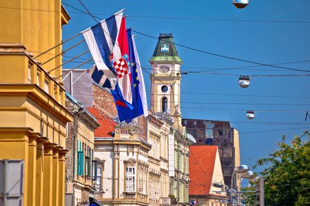 Osijek colorful street and landmarks view, Slavonija region of Croatiaの写真素材