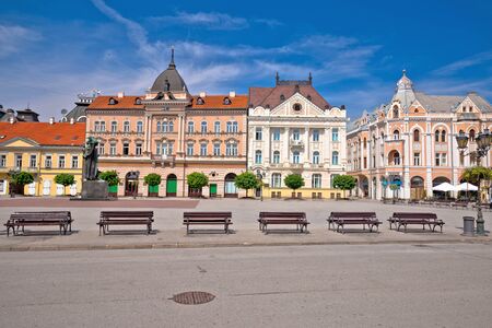 Freedom square in Novi Sad arches and architecture view, Vojvodina region of Serbiaの写真素材