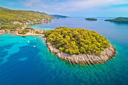 Aerial view of Prizba on island Korcula, archipelago of Dalmatia, Croatiaの写真素材
