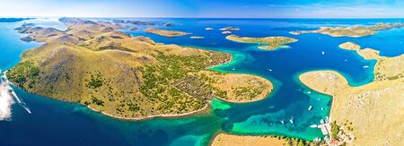 Amazing Kornati Islands national park archipelago panoramic aerial view, landscape of Dalmatia, Croatiaの写真素材