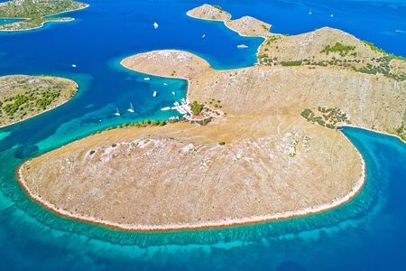 Kornati. Amazing island archipelago landscape of Kornati national park aerial view. Dalmatia region...
