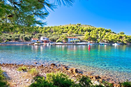 Katina island narrow sea passage in Kornati islands national park pure nature view, archipelago of Dalmatia, Croatiaの写真素材