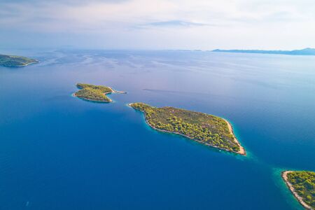 Aerial view of small island archipelago, island Korcula, Dalmatia, Croatiaの写真素材