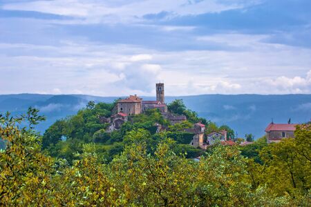 Village of Zavrsje in green landscape of Istria view, scenic destination of Croatia