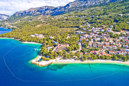Aerial view of Brela and Punta Rata beach on Makarska riviera, Dalmatia region of Croatia