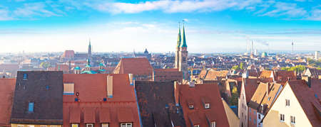 Nurnberg. Rooftops and cityscape of Nuremberg old town panoramic view, Bavaria region of Germanyのeditorial素材