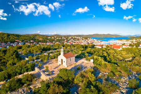 Chapel on the hill above Jezera, Murter island archipelago, Dalmatia region of Croatia