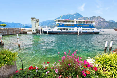 Ferry port in town of Belaggio on Como lake, Lombardy region of Italyのeditorial素材