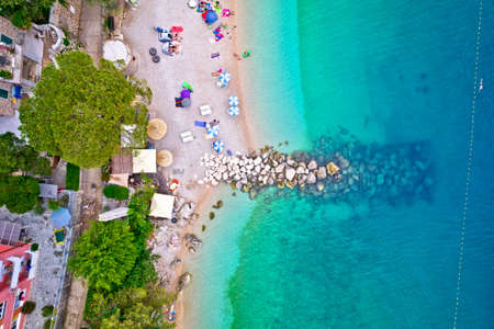 Moscenicka Draga idyllic beach aerial view, tourist destination in Kvarner bay of Croatiaの写真素材
