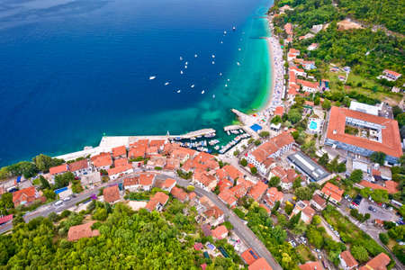 Moscenicka Draga waterfront aerial view, tourist destination in Kvarner bay of Croatiaの写真素材
