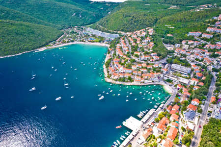 Tourist town of Rabac coastline aerial view, Istria region of Croatiaの写真素材