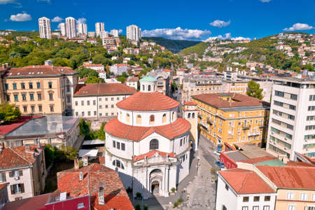 City of Rijeka saint Vid cathedral aerial view, Kvarner gulf of Croatiaのeditorial素材