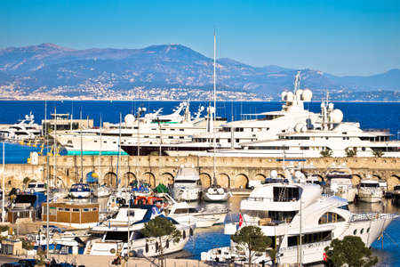 Town of Antibes Marina Port Vauban yachts view, Southern Franceの写真素材