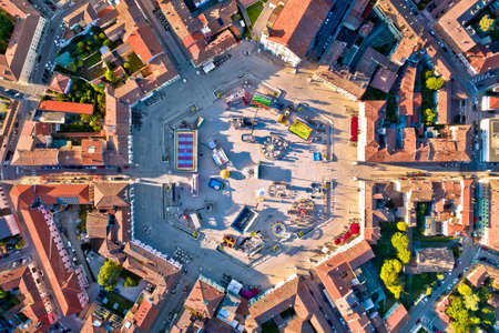 Town of Palmanova hexagonal square aerial view, site in Friuli Venezia Giulia region of Italyのeditorial素材