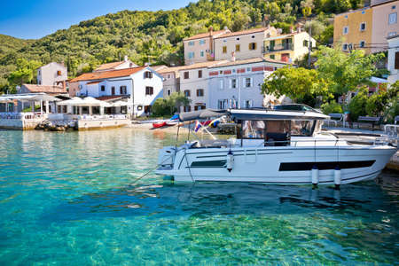 Tourist village of Valun on Cres island waterfront view, Adriatic archipelago of Croatiaの写真素材