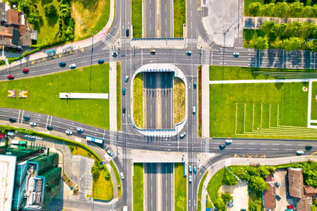 Zagreb. Aerial view of Zagreb intersection, capital of Croatia