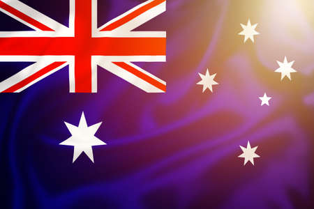 Australia flag silk surface sun haze illustration with , country symbolの写真素材