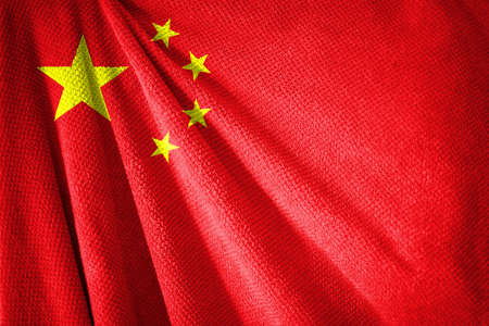 Chineese flag on towel surface illustration with, country symbol of Chinaの写真素材