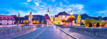 Wurzburg. Historic town of Wurzburg panoramic evening view from Main river bridge, Bavaria region of Germanyの写真素材