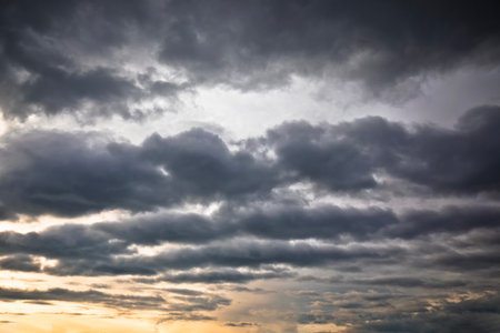 Dramatic colorful dusk sky after storm view, nature painting at its bestの写真素材