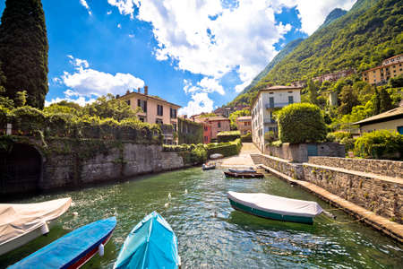 Como Lake. Town of Laglio small harbor view, Lombardy region of Italy