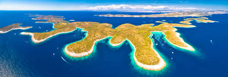 Archipelago of Croatia. Paklenski Otoci islands aerial panoramic view, Hvar, tourist region of Dalmatia, Croatiaの写真素材