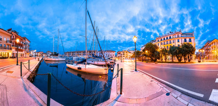 Town of Grado on Adriatic coast harbor and architecture dawn panoramic view, Friuli Venezia Giulia...