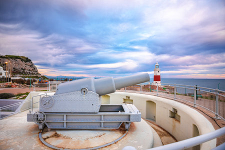 The 100 ton gun in Gibraltar view, southernmost point of Europeの写真素材