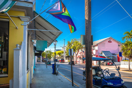 Key West famous Duval street view, south Florida Keys, United states of Americaのeditorial素材