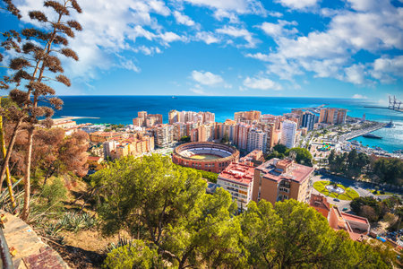 Malaga panoramic aerial view from the hill, Andalusia region of Spainのeditorial素材
