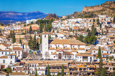 View of historic Albayzin neighbourhood of Granada, Andalusia region of Spainのeditorial素材
