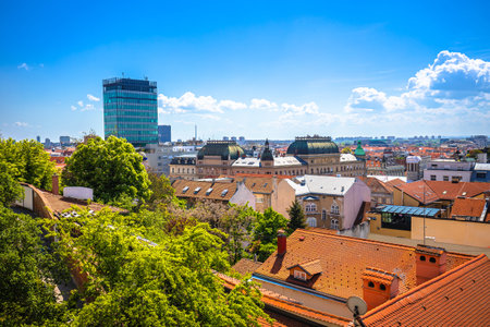 Scenic rooftops of Zagreb city center, capital of Croatiaの写真素材
