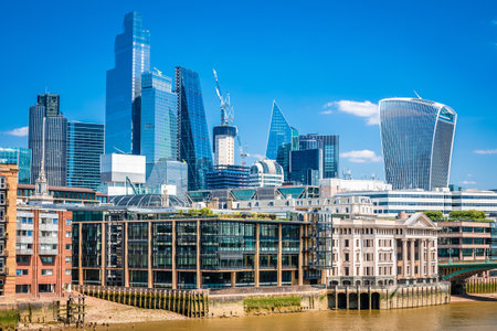 London City skyline view from Thames river, capital of United Kingdomのeditorial素材
