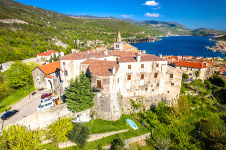 Aerial view of town of Bakar in Kvarner bay area aerial view, Adriatic coast of Croatiaのeditorial素材