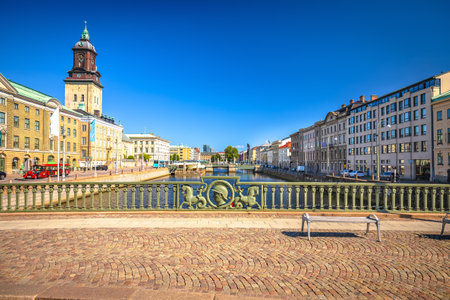 City of Gothenburg channel street architecture view, Vastra Gotaland County of Sweden