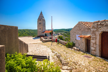 Stone town of Lubenice on Island Cres view, archipelago of Croatiaの写真素材