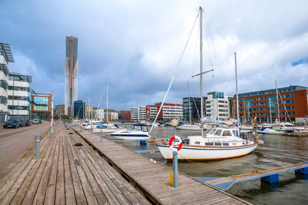 City of Gothenburg waterfront and highest Scandinavian towe view, Vastra Gotaland County of Sweden